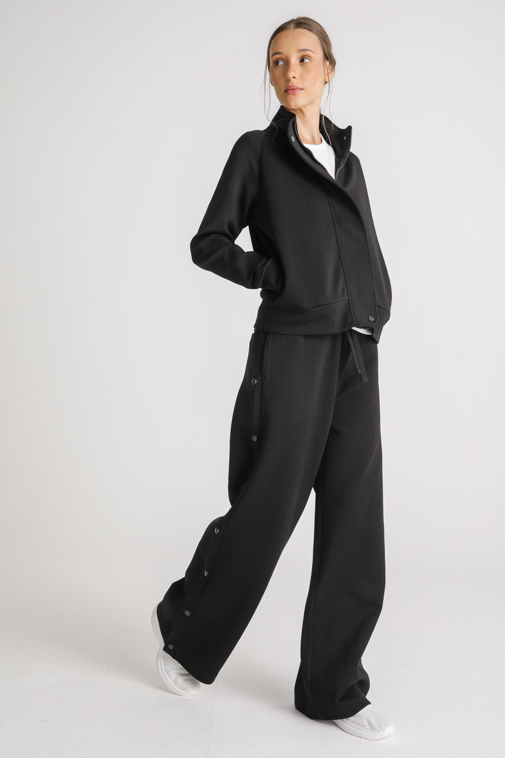 High Neck Zip Up Sweatshirt