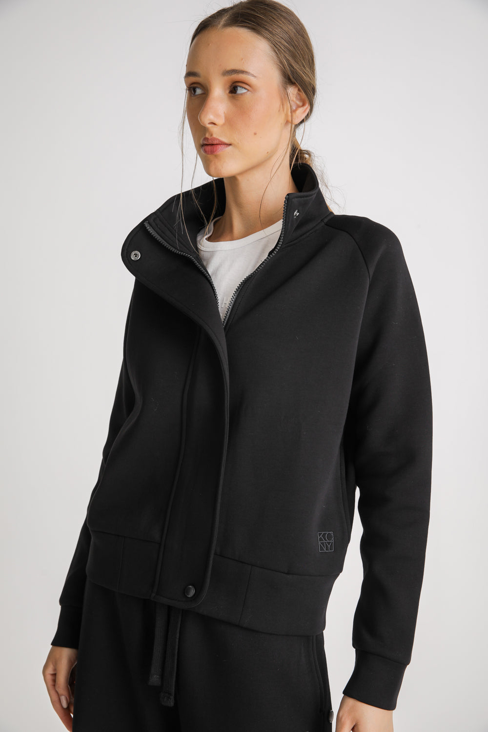 High Neck Zip Up Sweatshirt