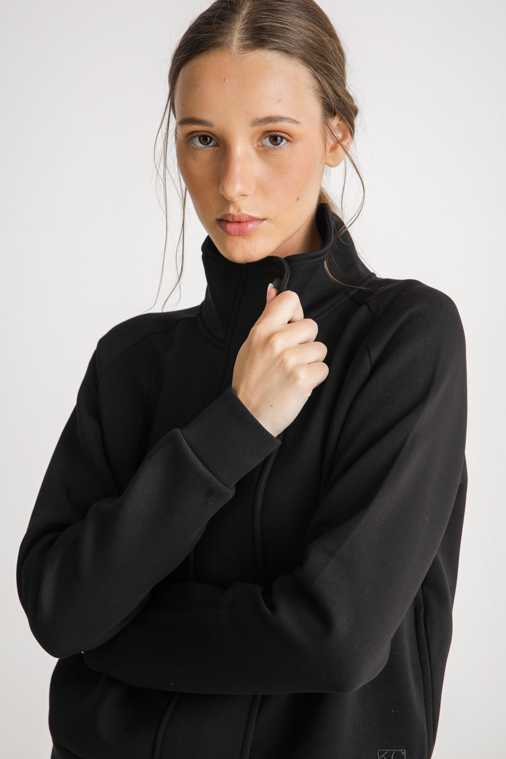 High Neck Zip Up Sweatshirt