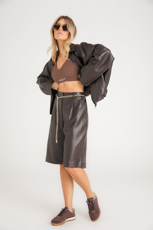 Faux Leather Bermuda Shorts