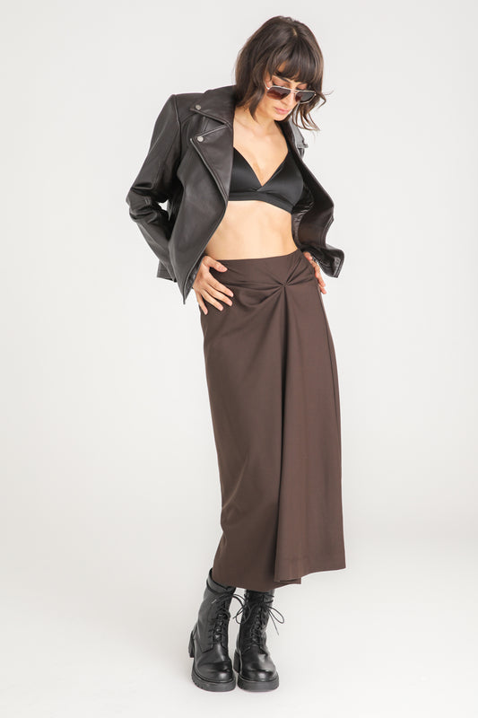 Twist Front Midi Skirt