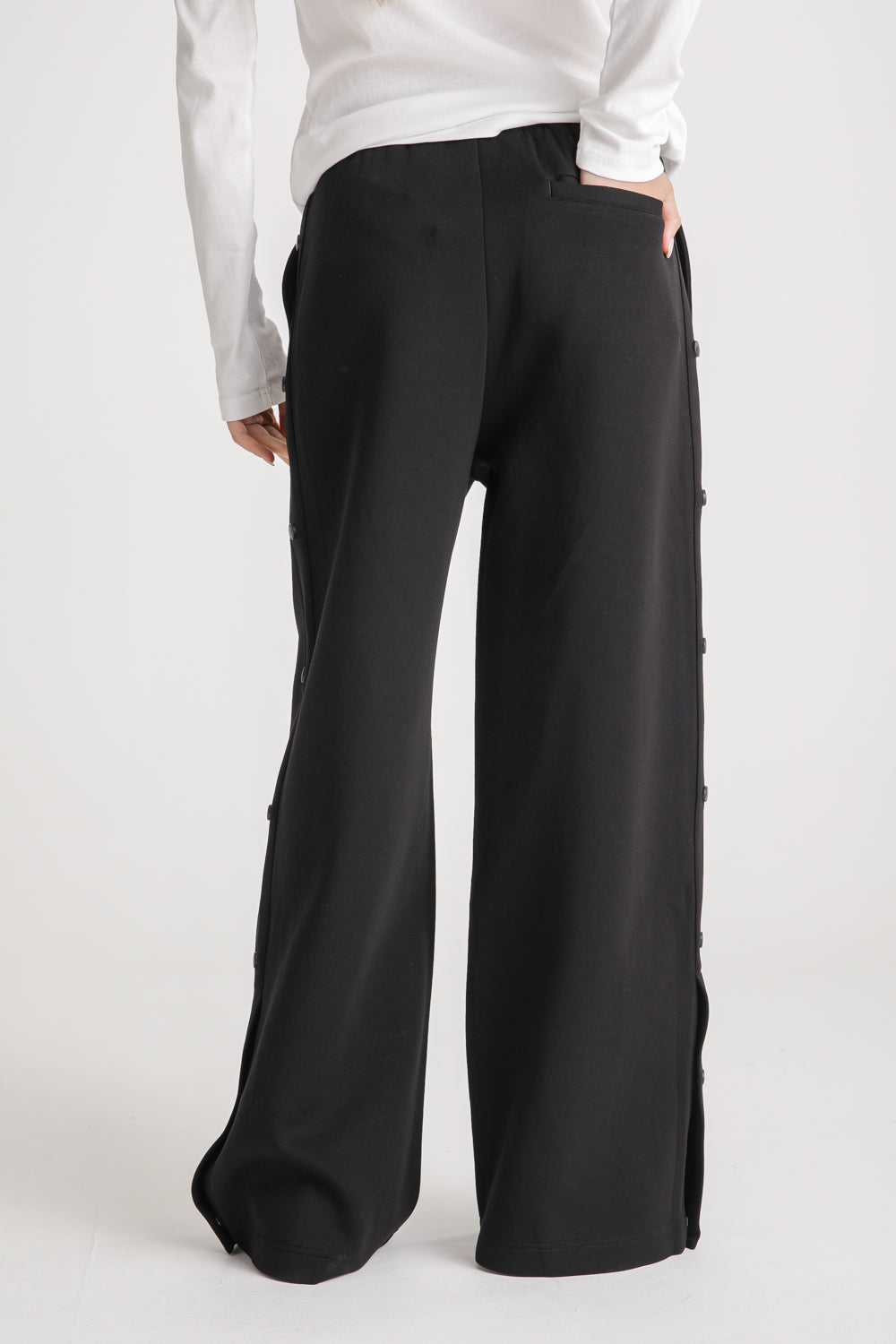 Snap Button Wide Leg Sweatpants