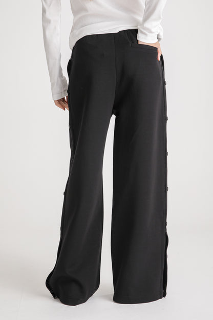 Snap Button Wide Leg Sweatpants