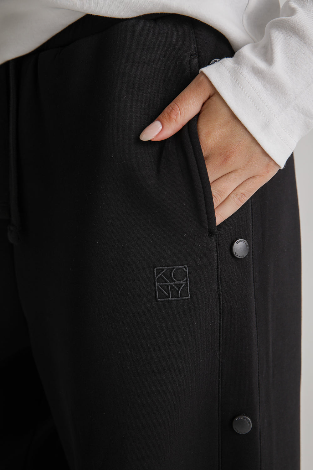 Snap Button Wide Leg Sweatpants