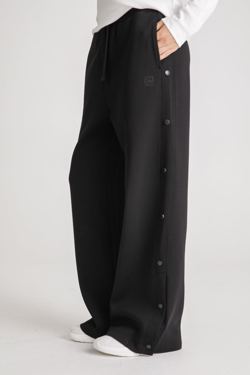 Snap Button Wide Leg Sweatpants