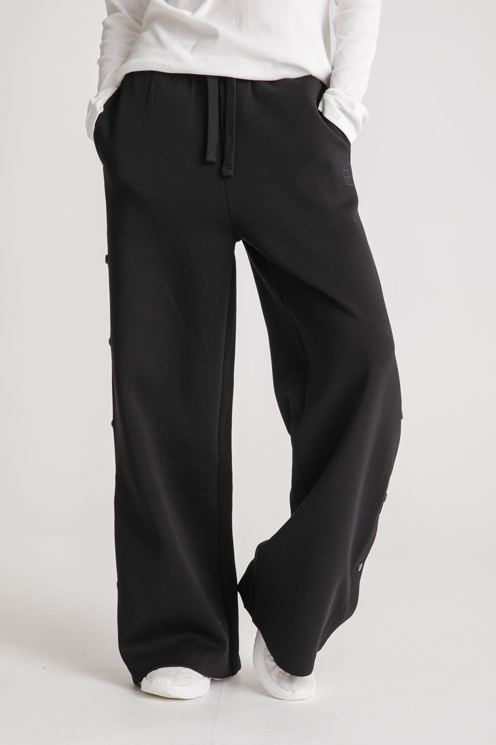 Snap Button Wide Leg Sweatpants