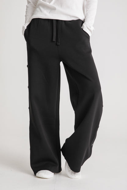 Snap Button Wide Leg Sweatpants