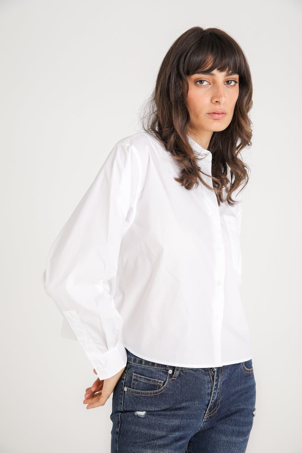 Cropped Button Up Shirt