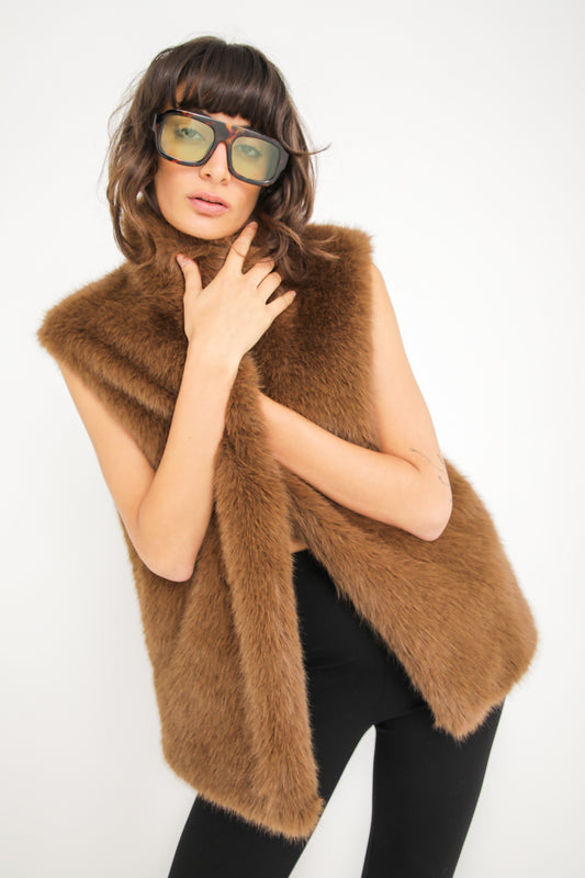 Faux Fur Belted Vest
