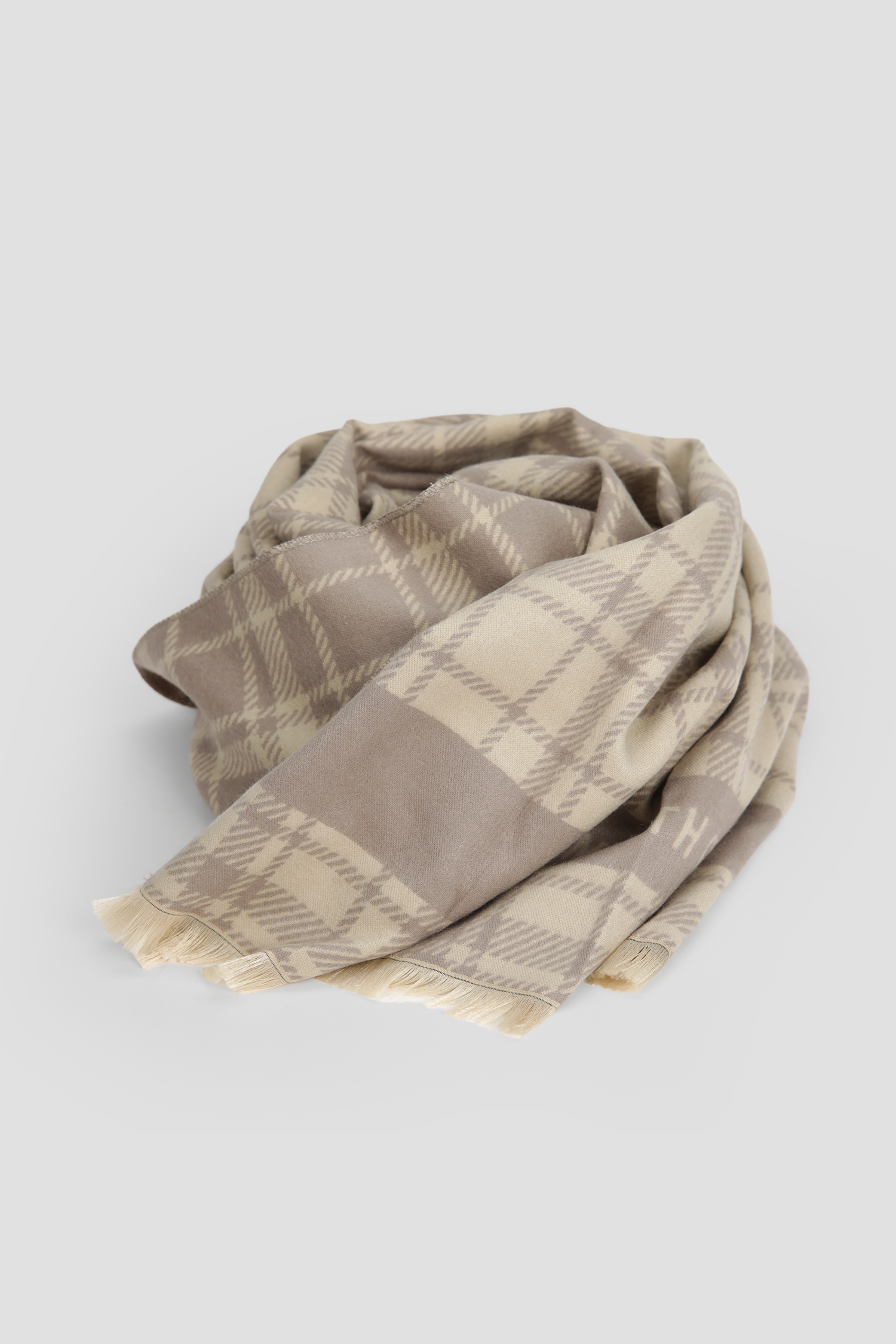 Checked Fringed Scarf