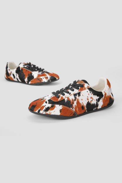 Cow Print Suede Sneakers