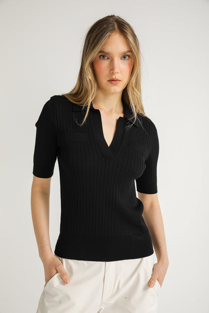 Short Rib Knit Top