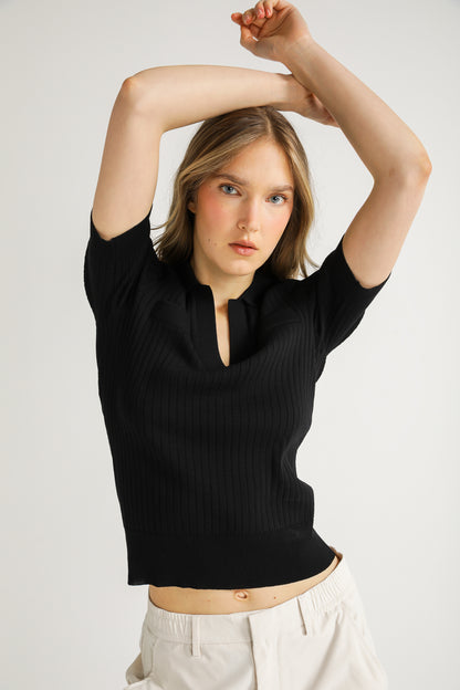 Short Rib Knit Top