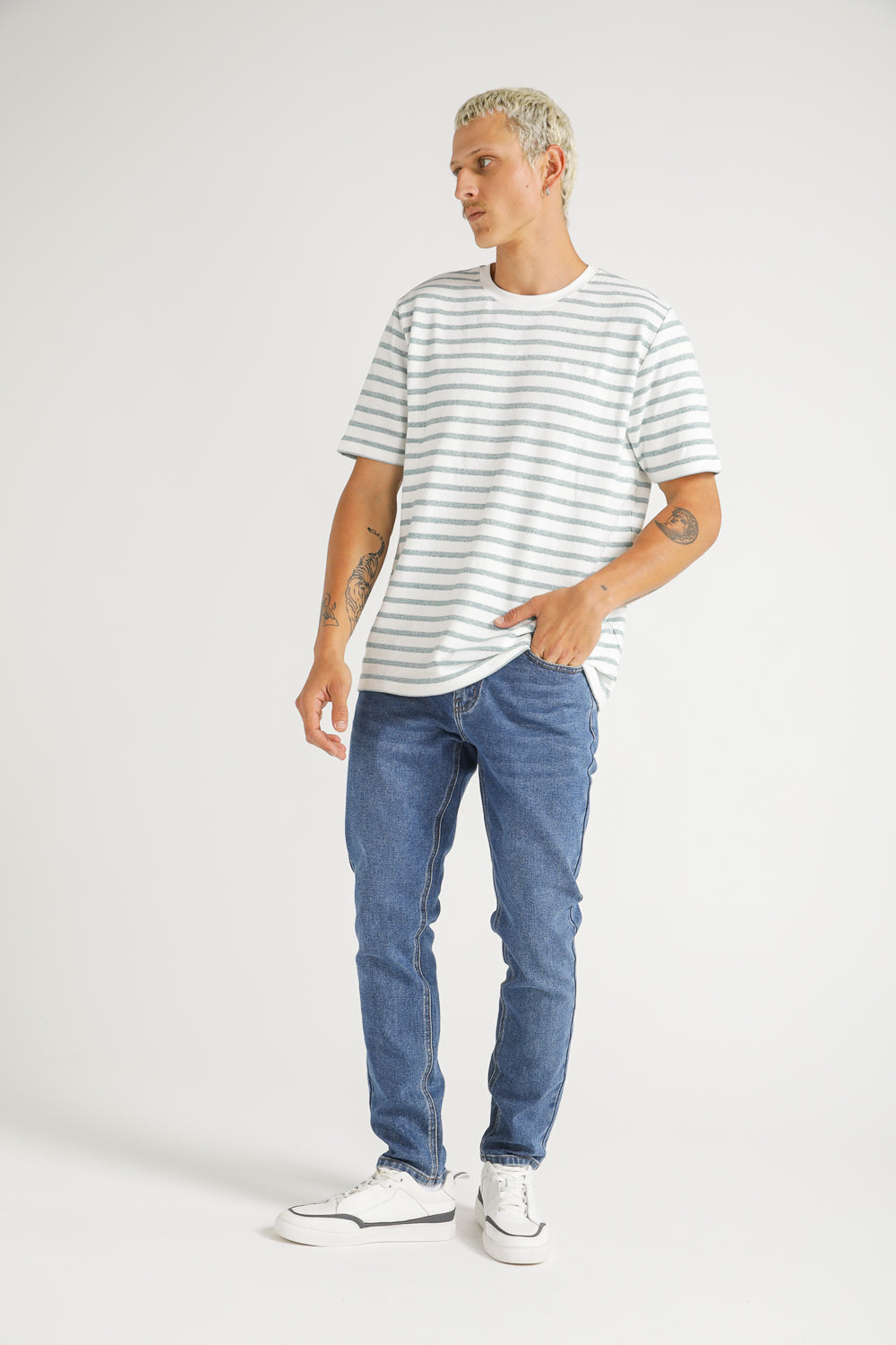 French Terry Stripe T Shirt