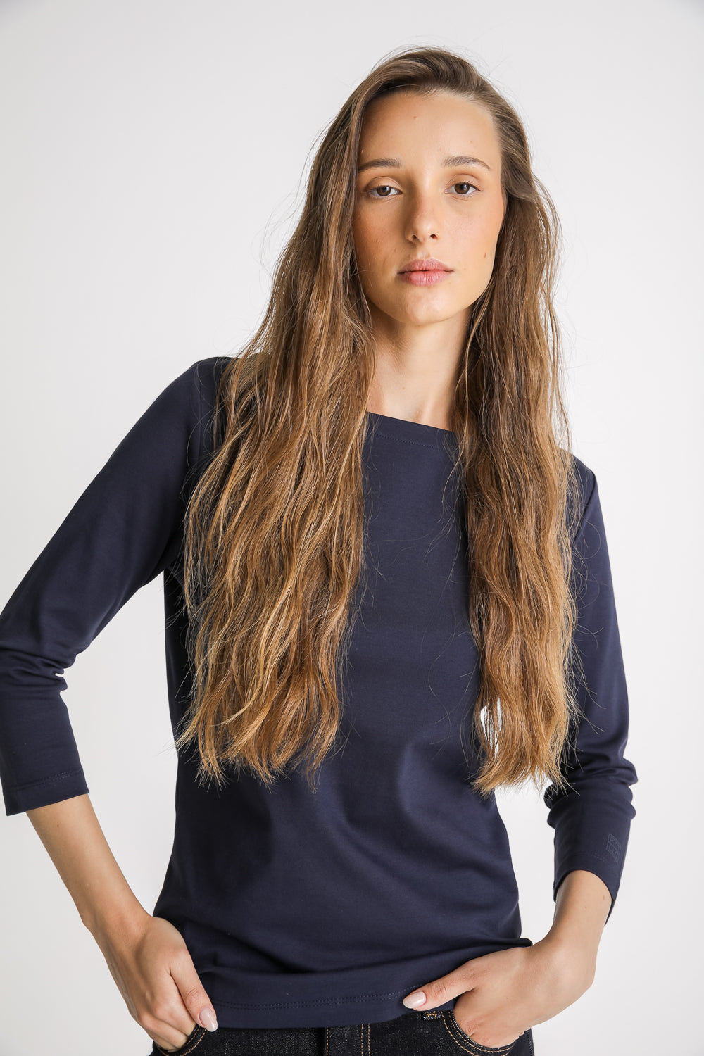 Boat Neck Cotton T Shirt