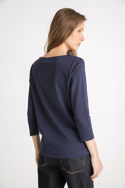 Boat Neck Cotton T Shirt