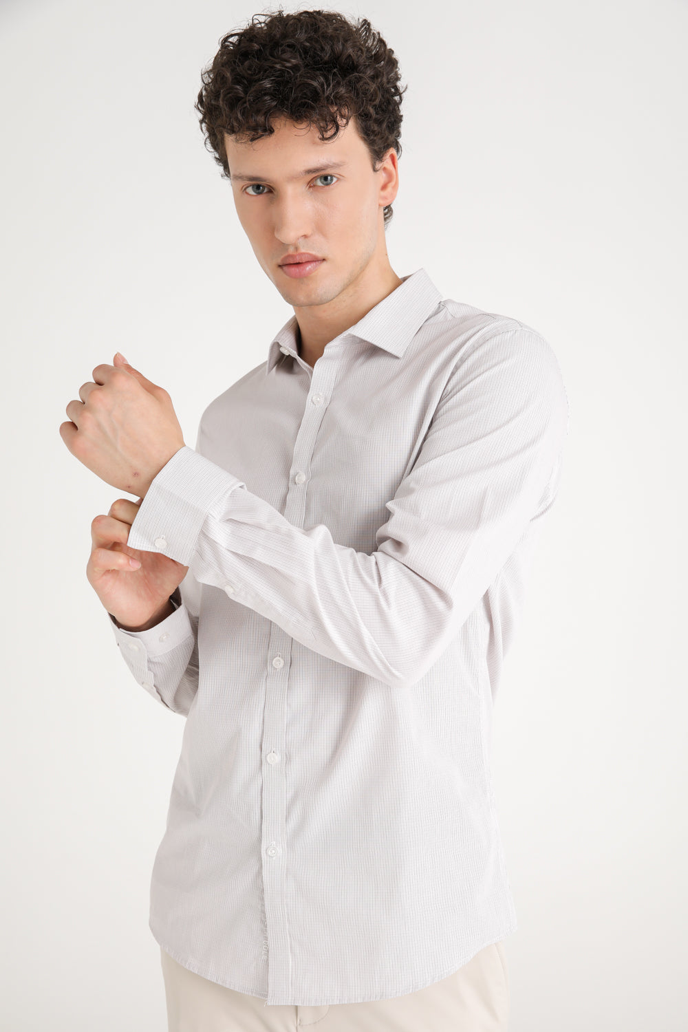Checked Cotton Button Down Shirt