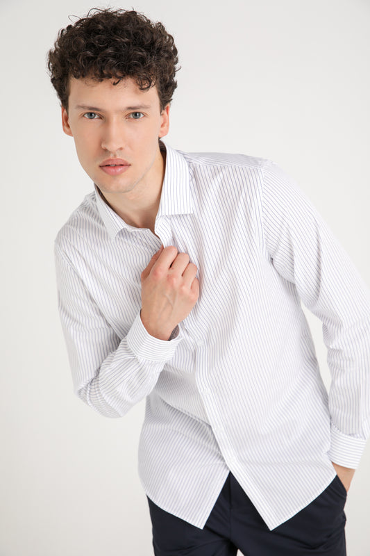 Striped Cotton Button Down Shirt