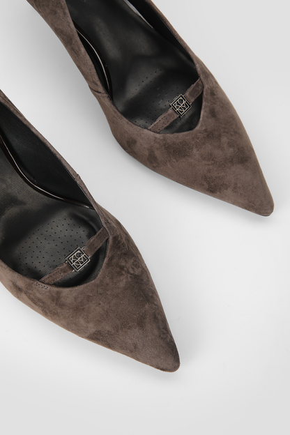 Suede Buckle Heels