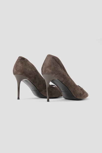 Suede Buckle Heels