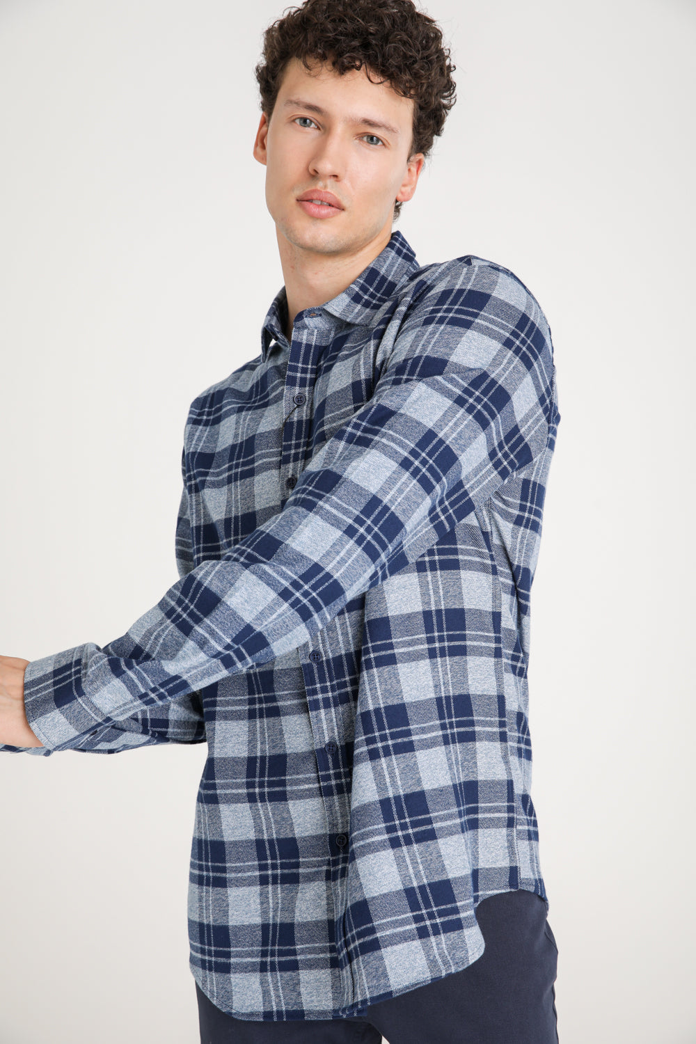 Checked Cotton Button Up Shirt