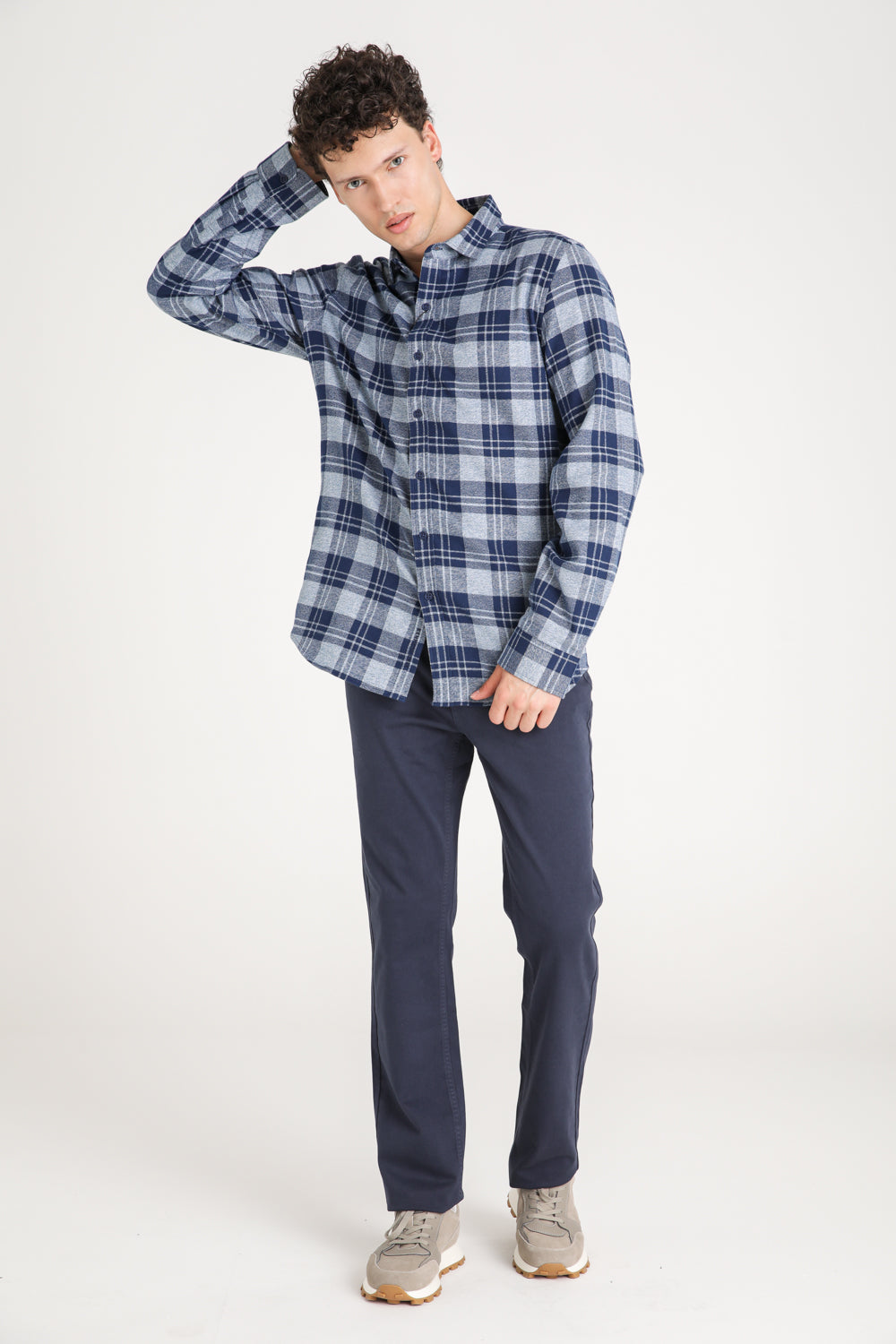 Checked Cotton Button Up Shirt