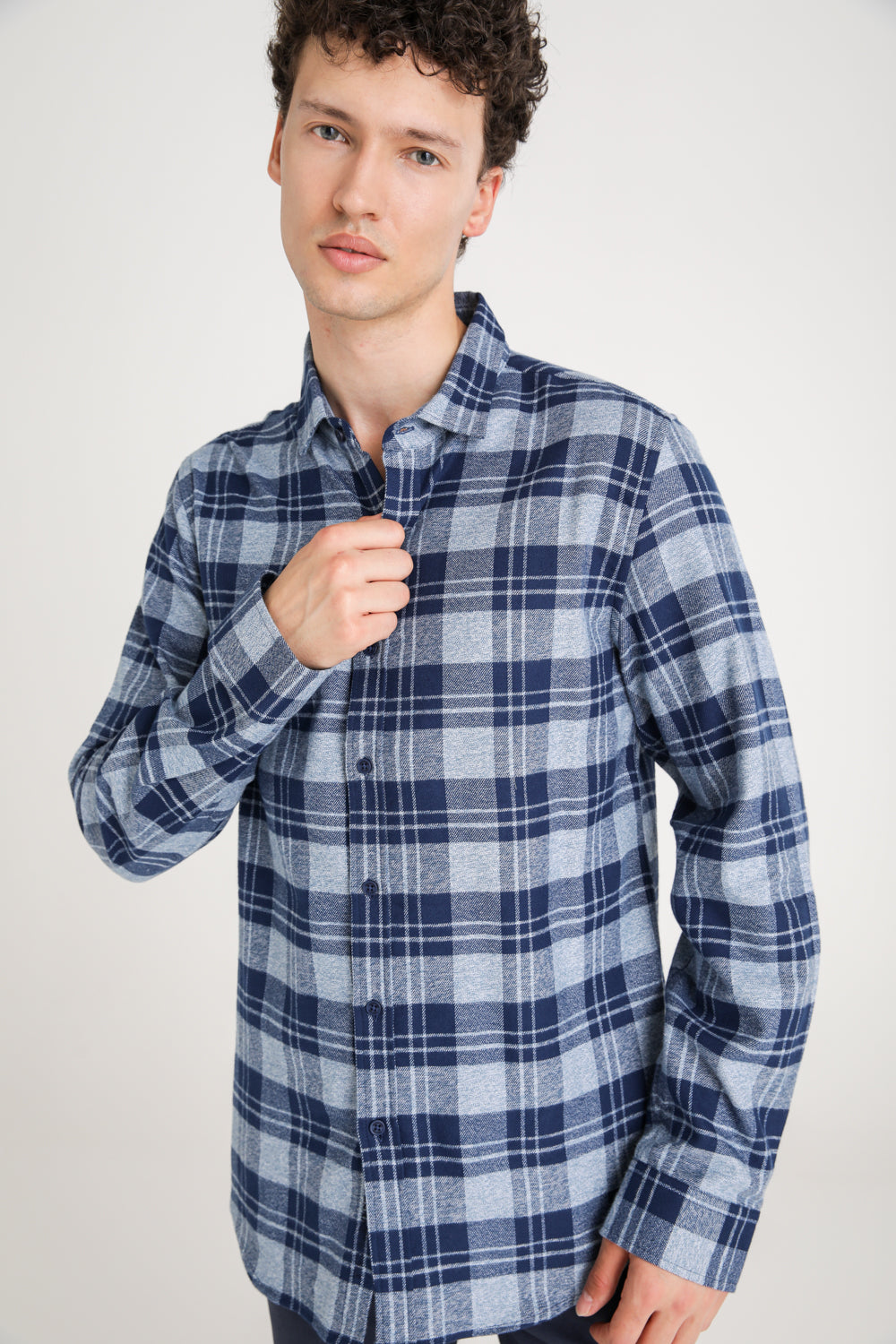 Checked Cotton Button Up Shirt