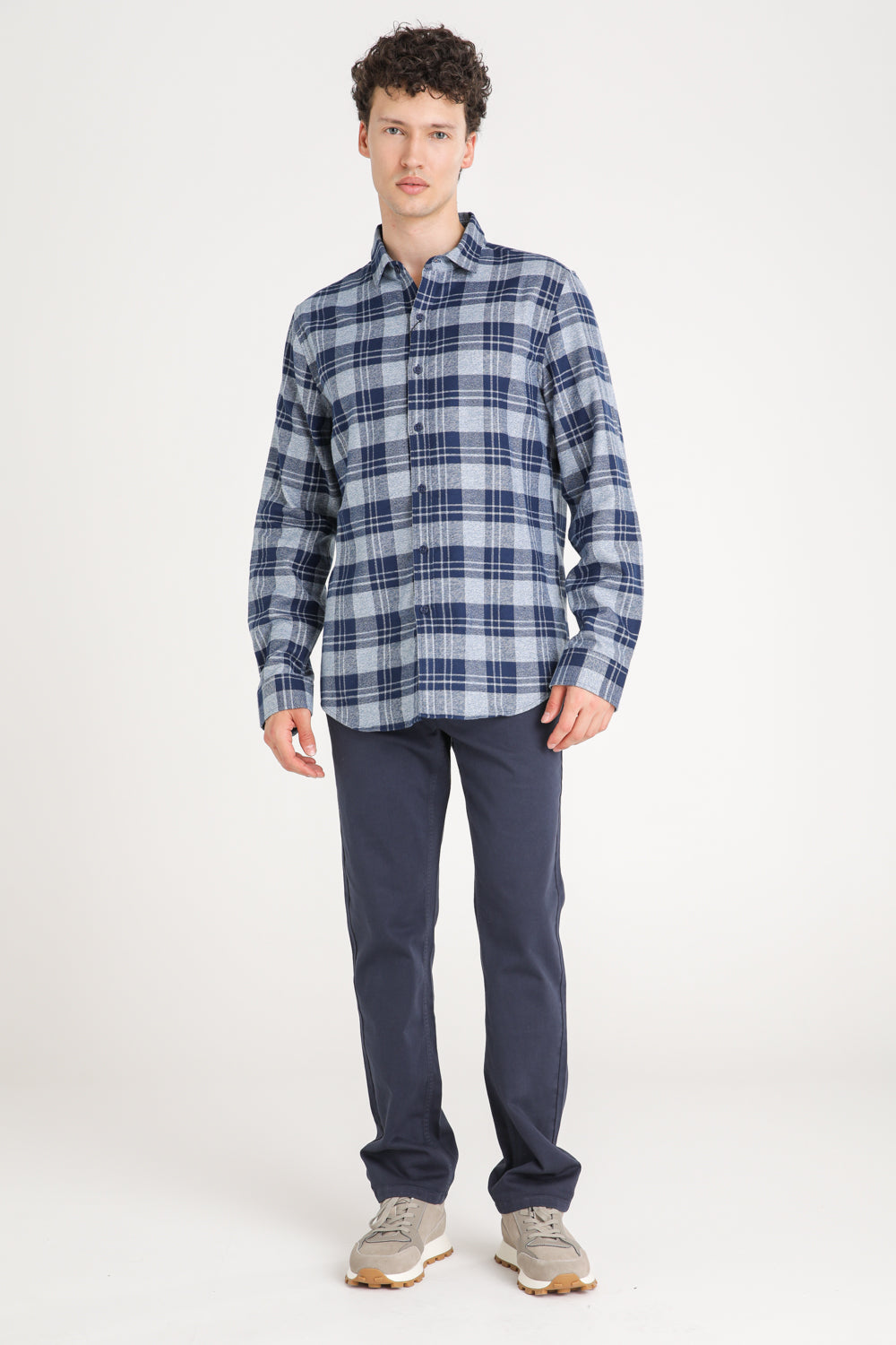 Checked Cotton Button Up Shirt