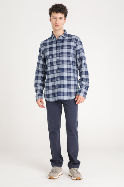 Checked Cotton Button Up Shirt