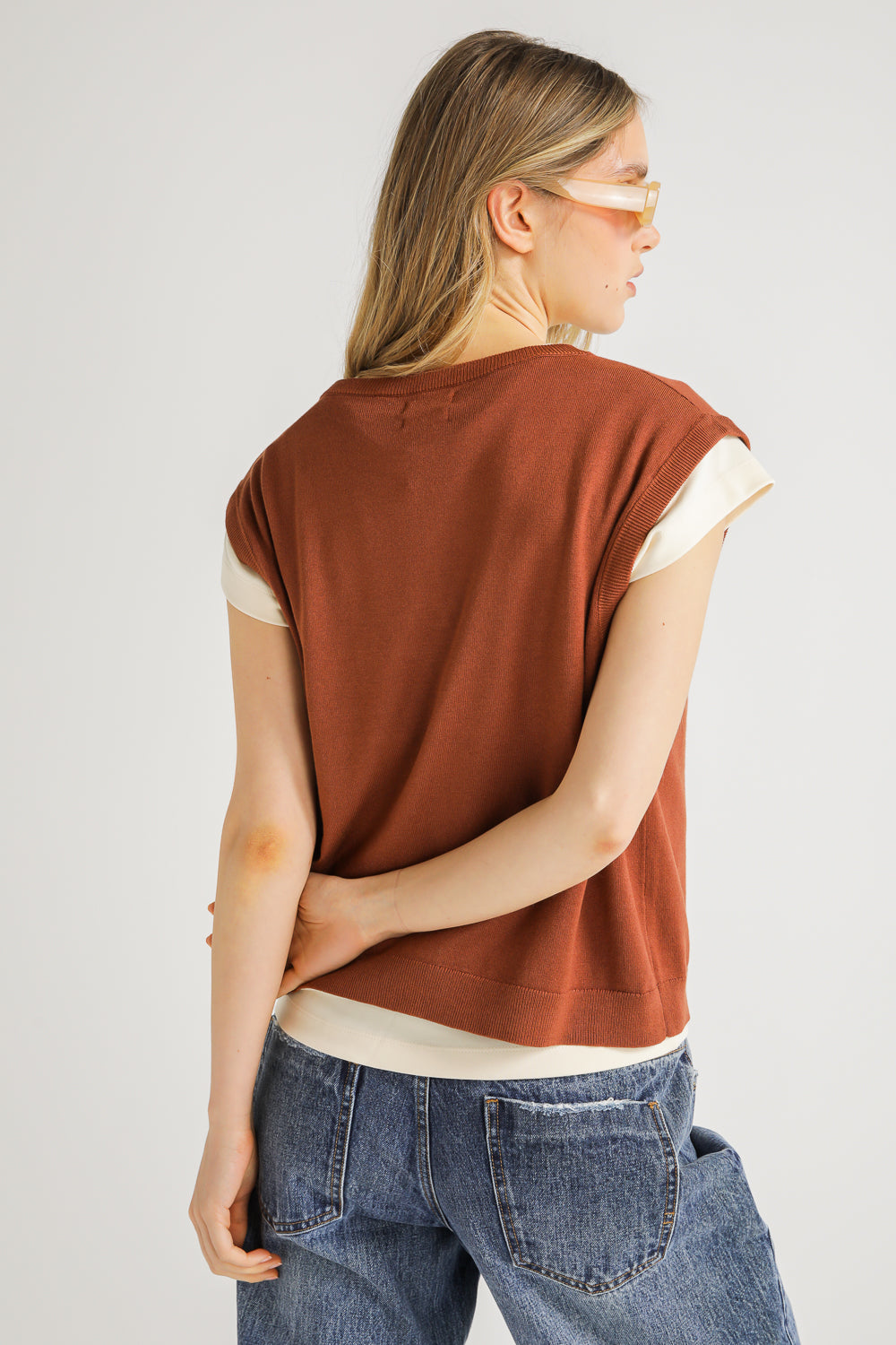 Button Front Knit Vest