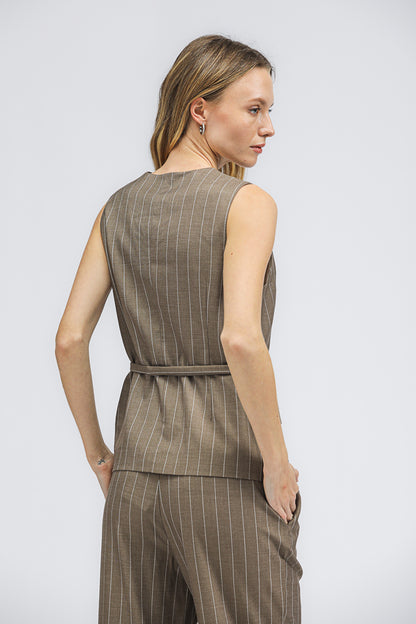 Stripped Belted Vest