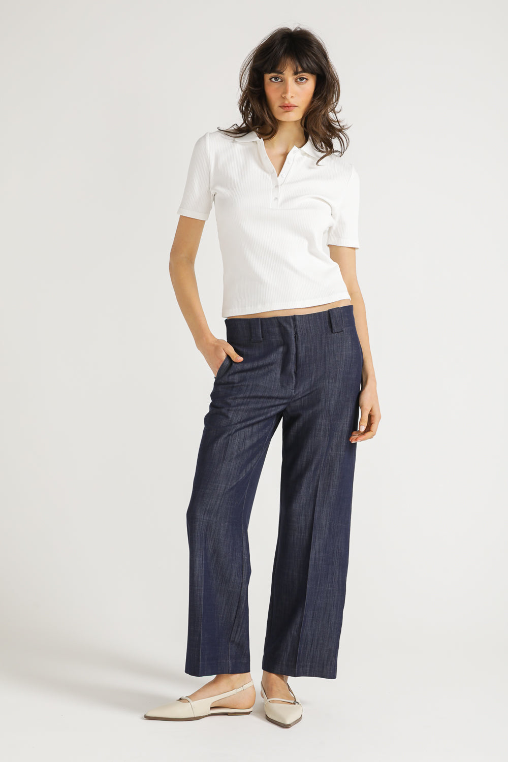 Ribbed Polo Top