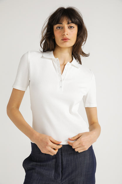 Ribbed Polo Top