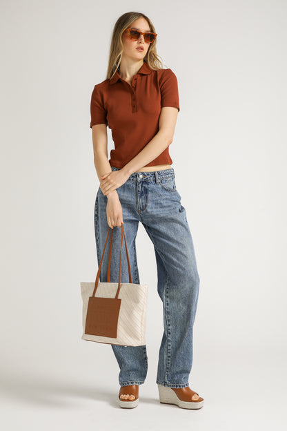 Ribbed Polo Top