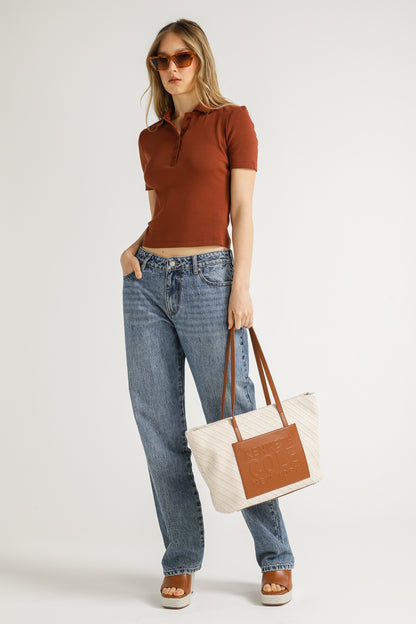 Ribbed Polo Top