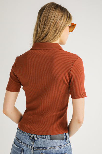 Ribbed Polo Top