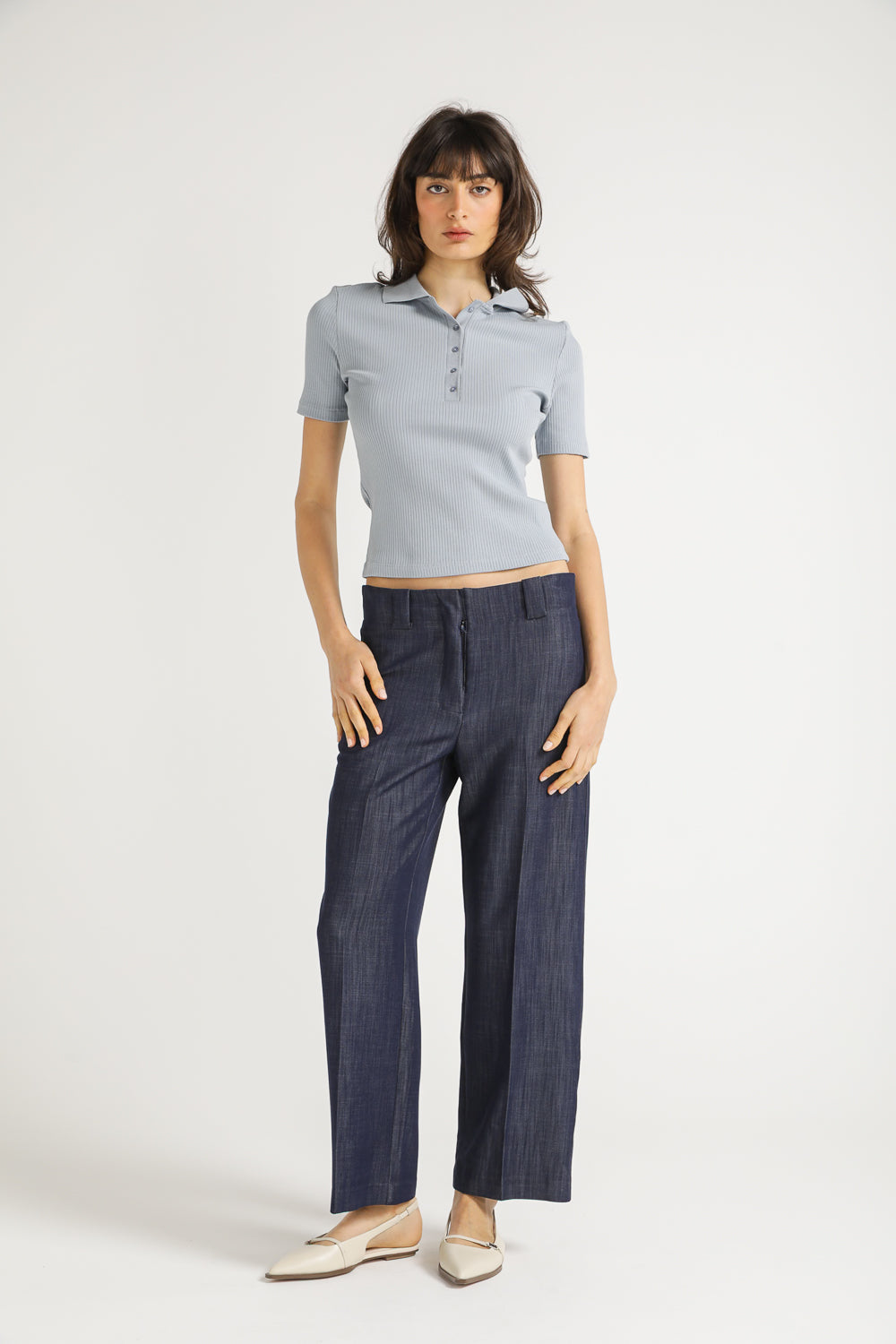 Ribbed Polo Top