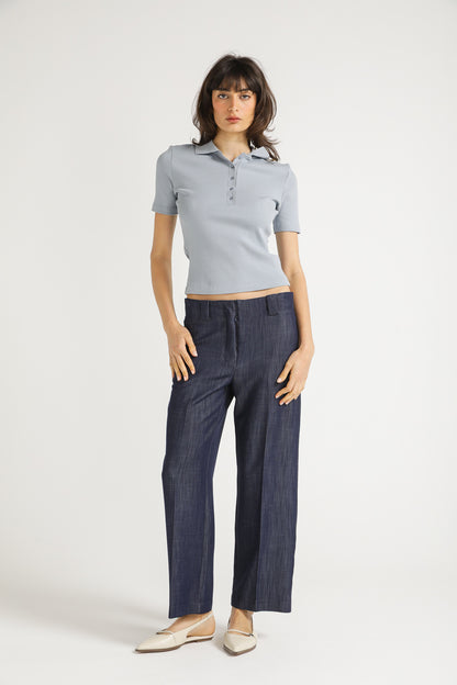 Ribbed Polo Top