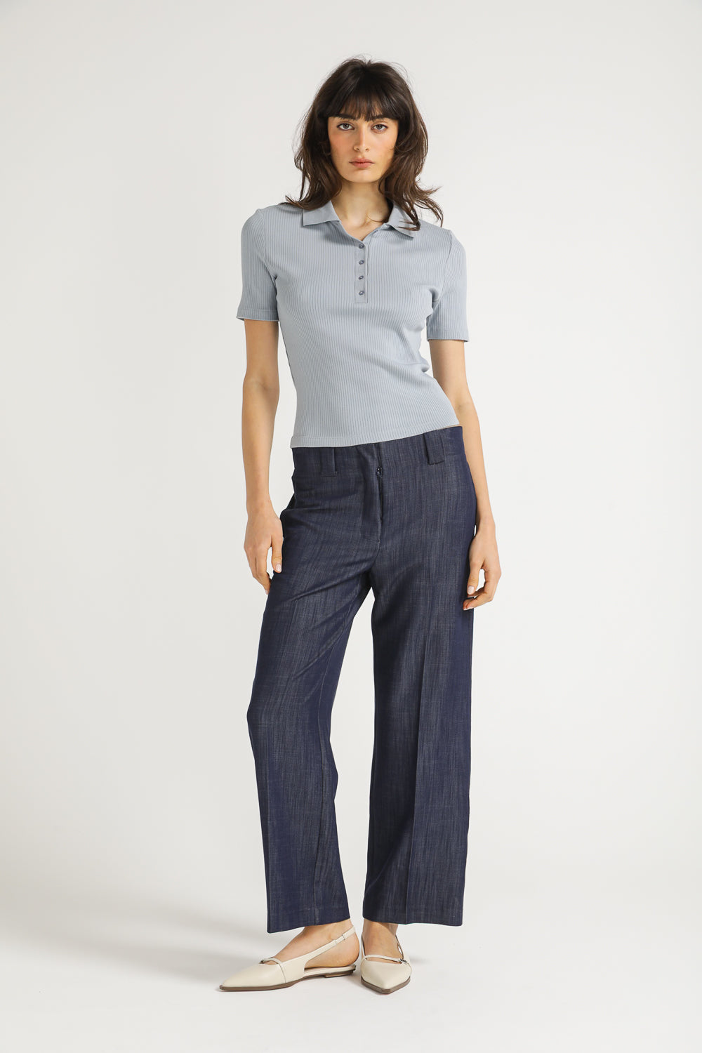 Ribbed Polo Top