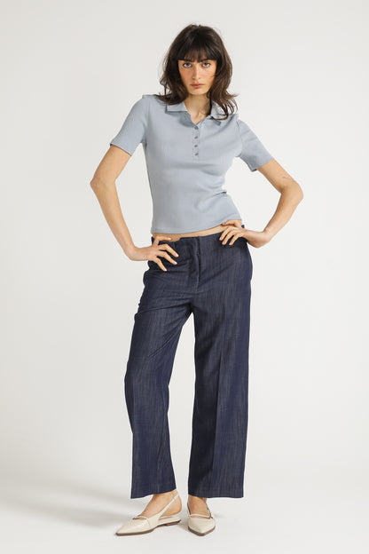 Ribbed Polo Top