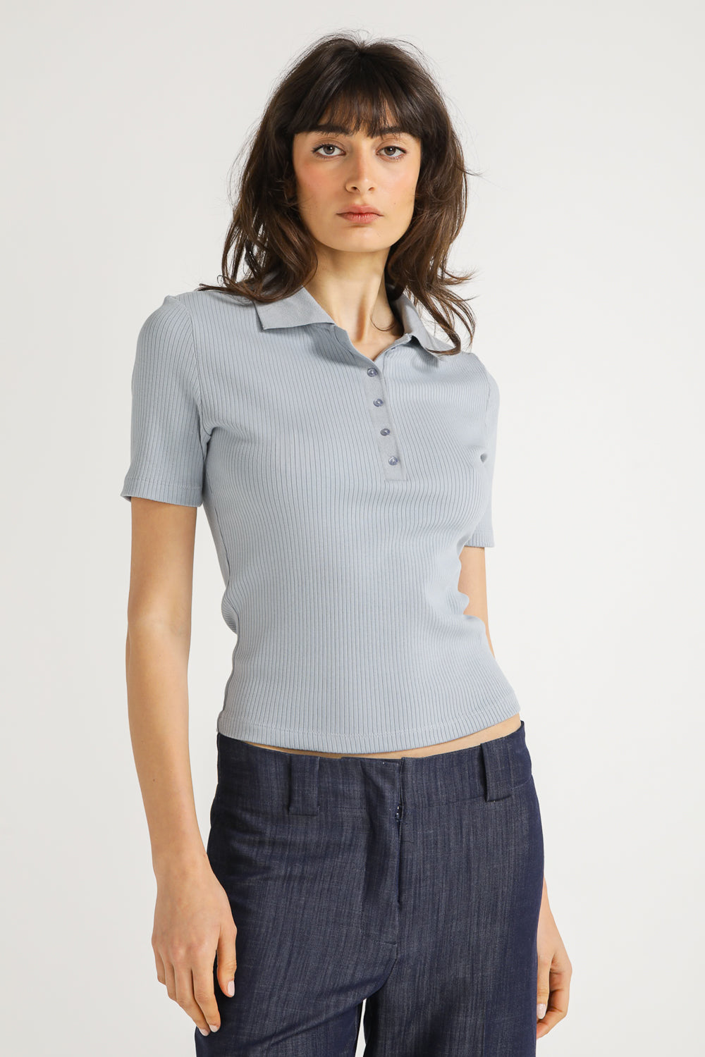 Ribbed Polo Top