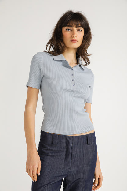 Ribbed Polo Top