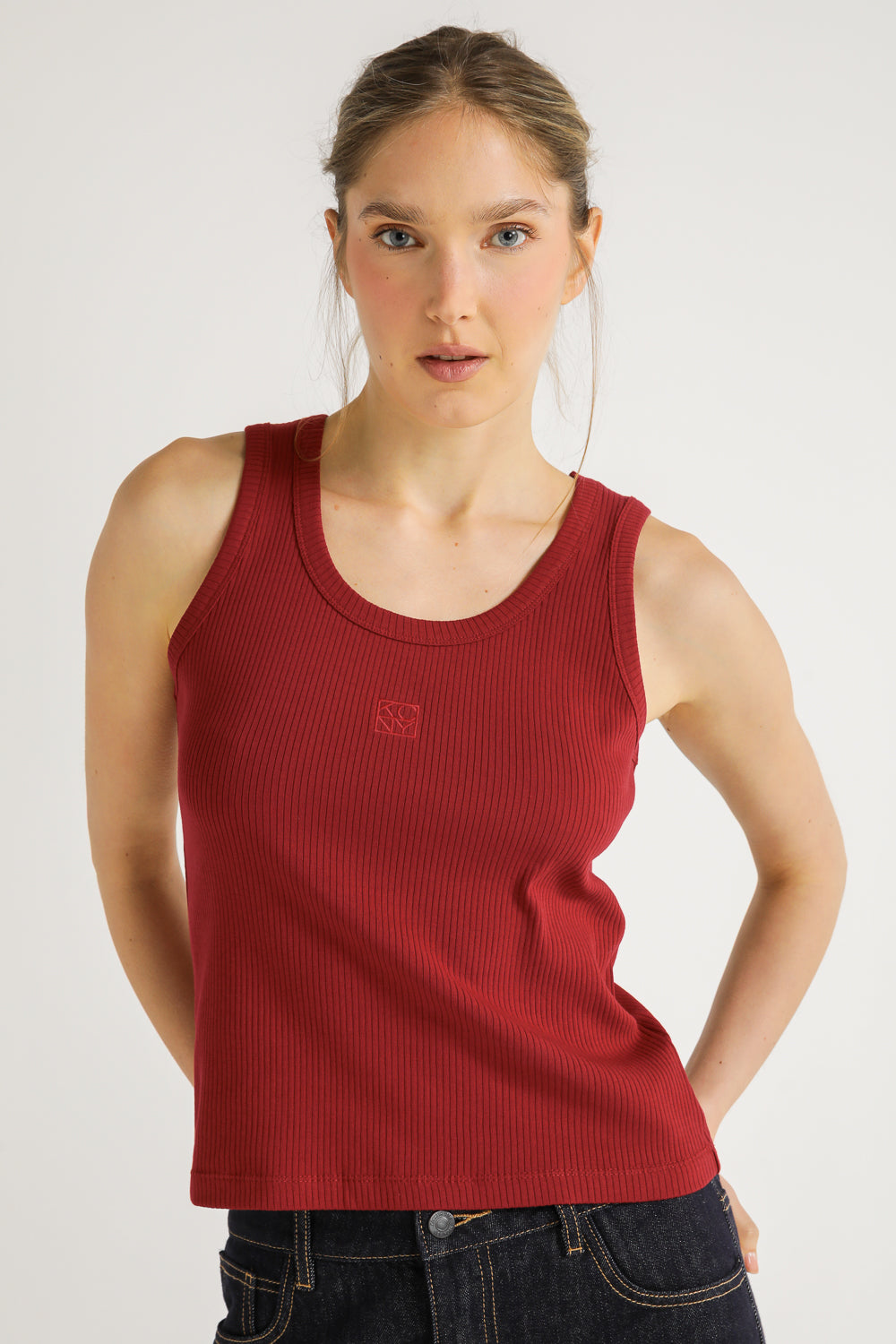 Embroidered Logo Rib Tank