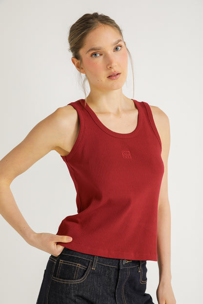 Embroidered Logo Rib Tank