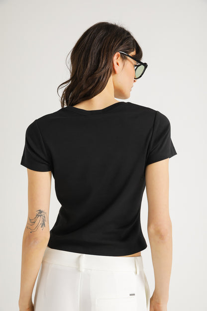 Cropped Fitted T Shirt