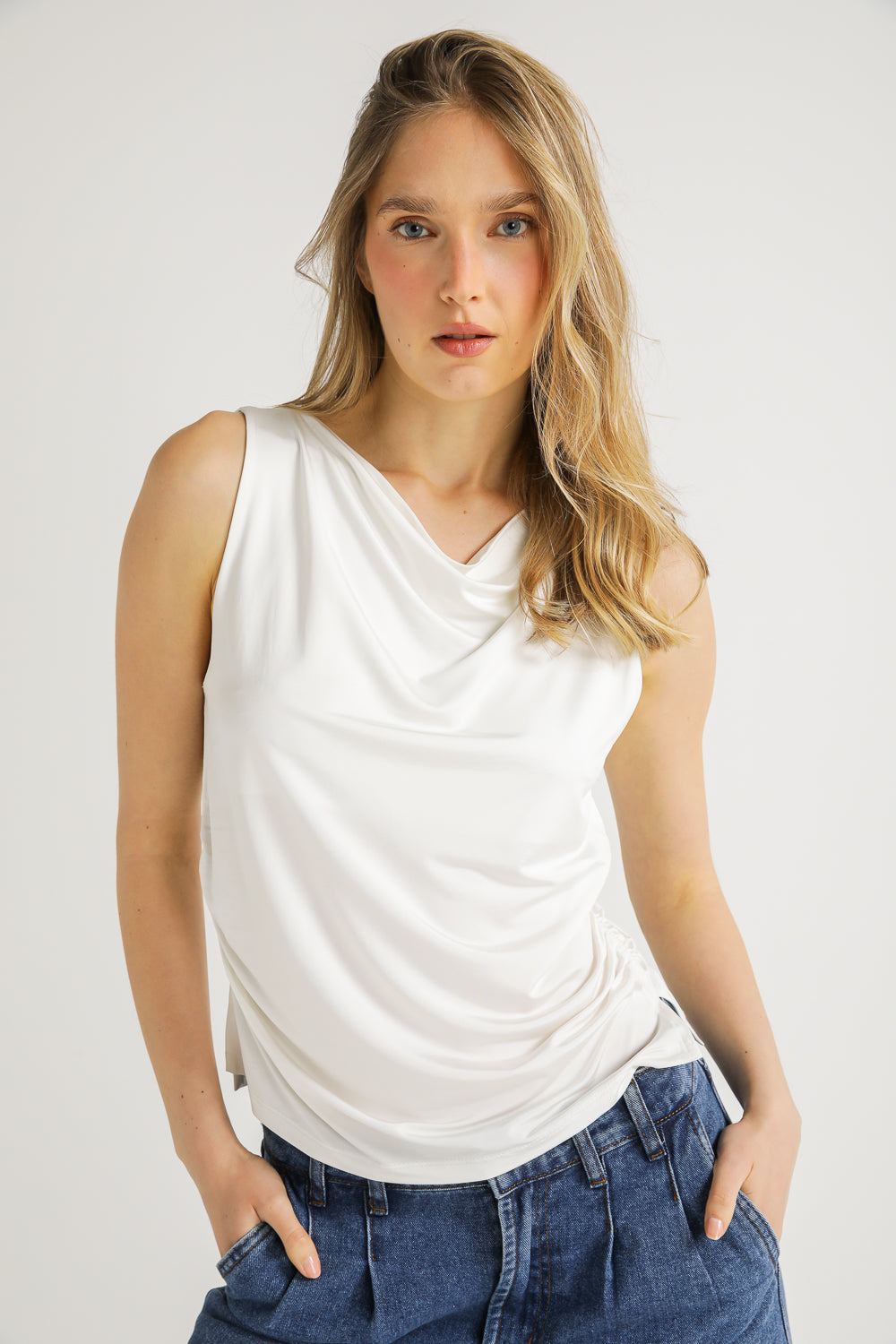 Sleeveless Draped Top