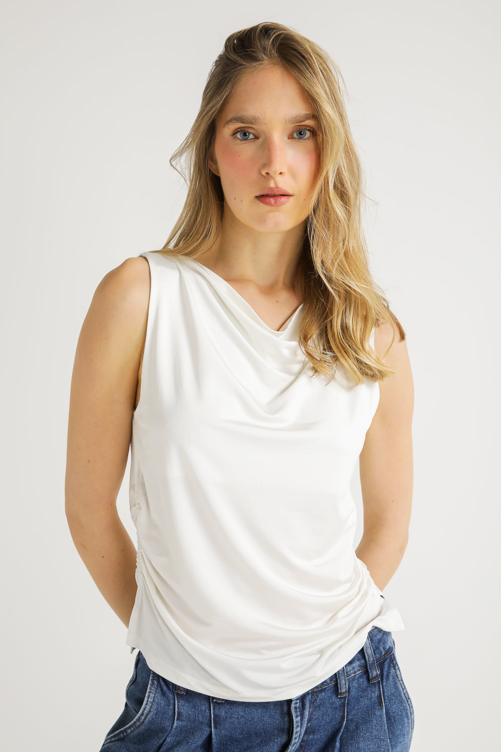 Sleeveless Draped Top