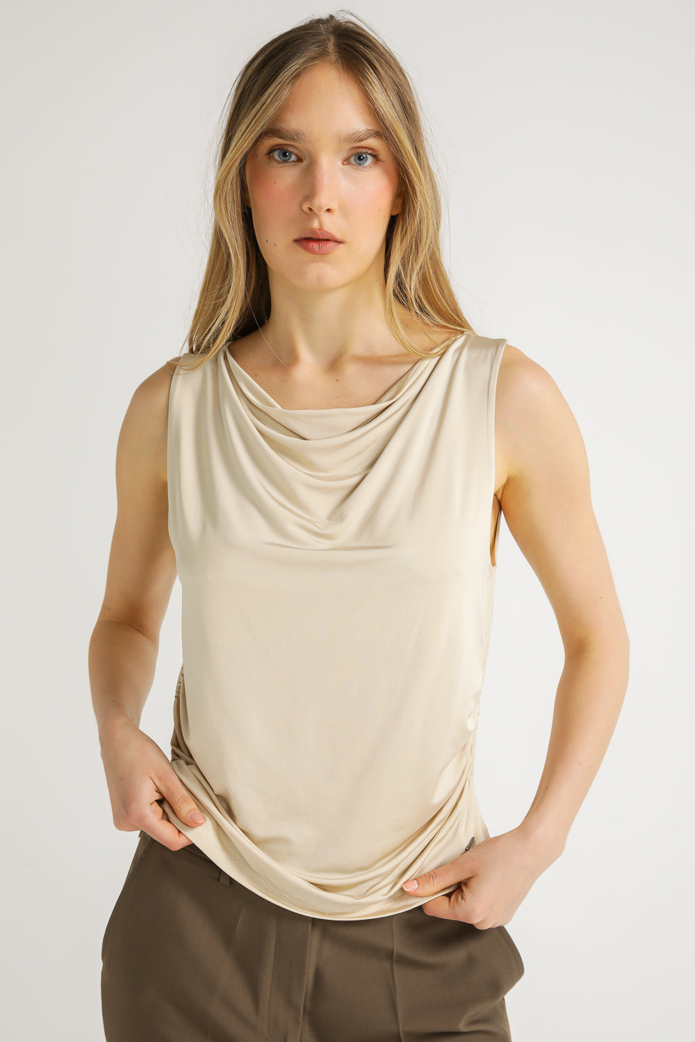 Sleeveless Draped Top