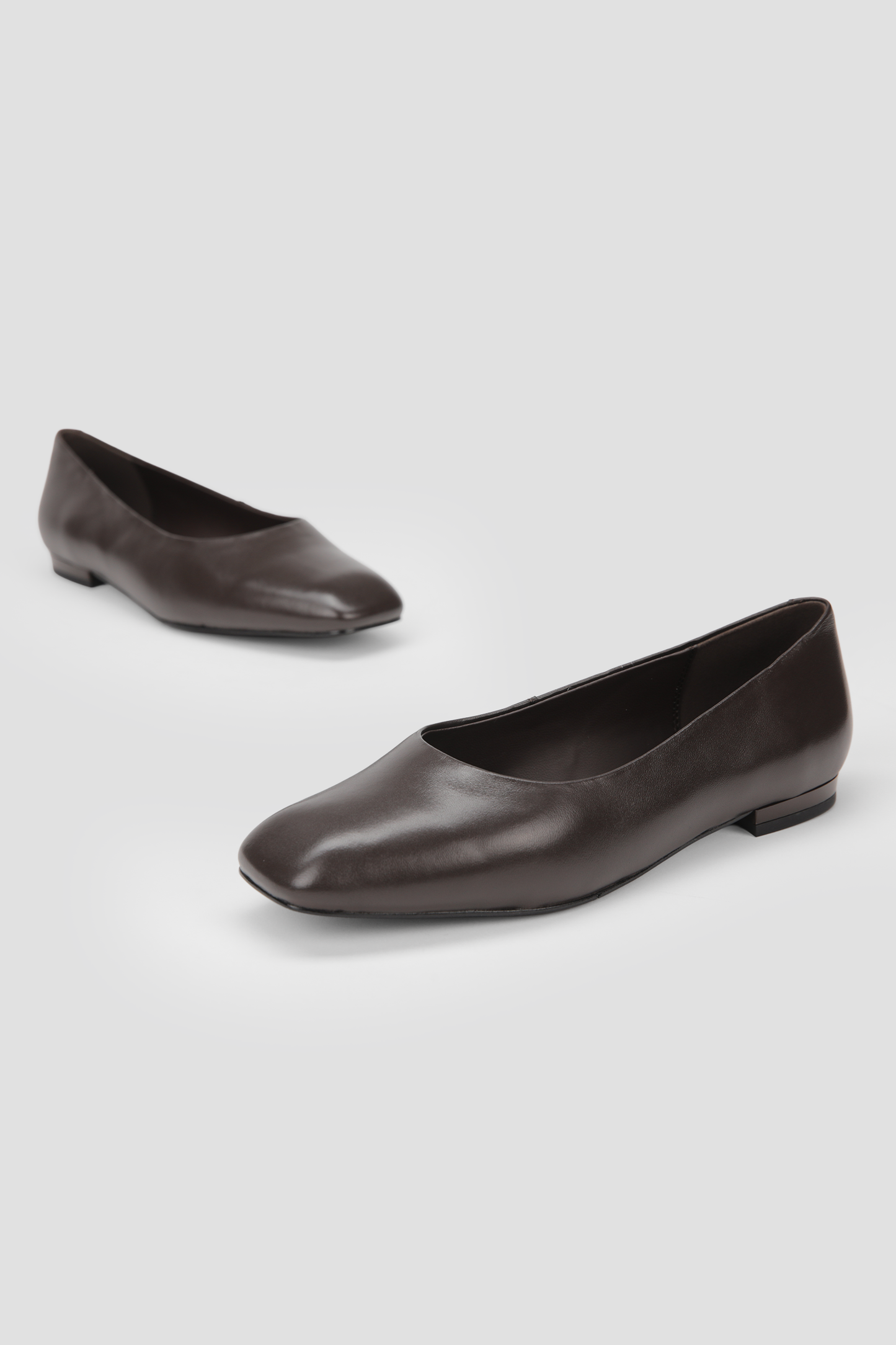 Square Toe Leather Ballet Flats