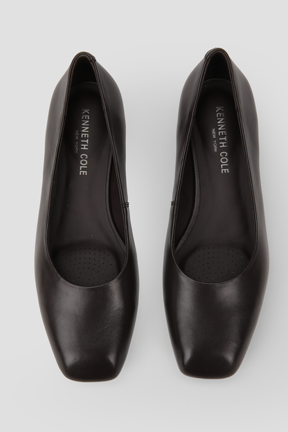 Square Toe Leather Ballet Flats